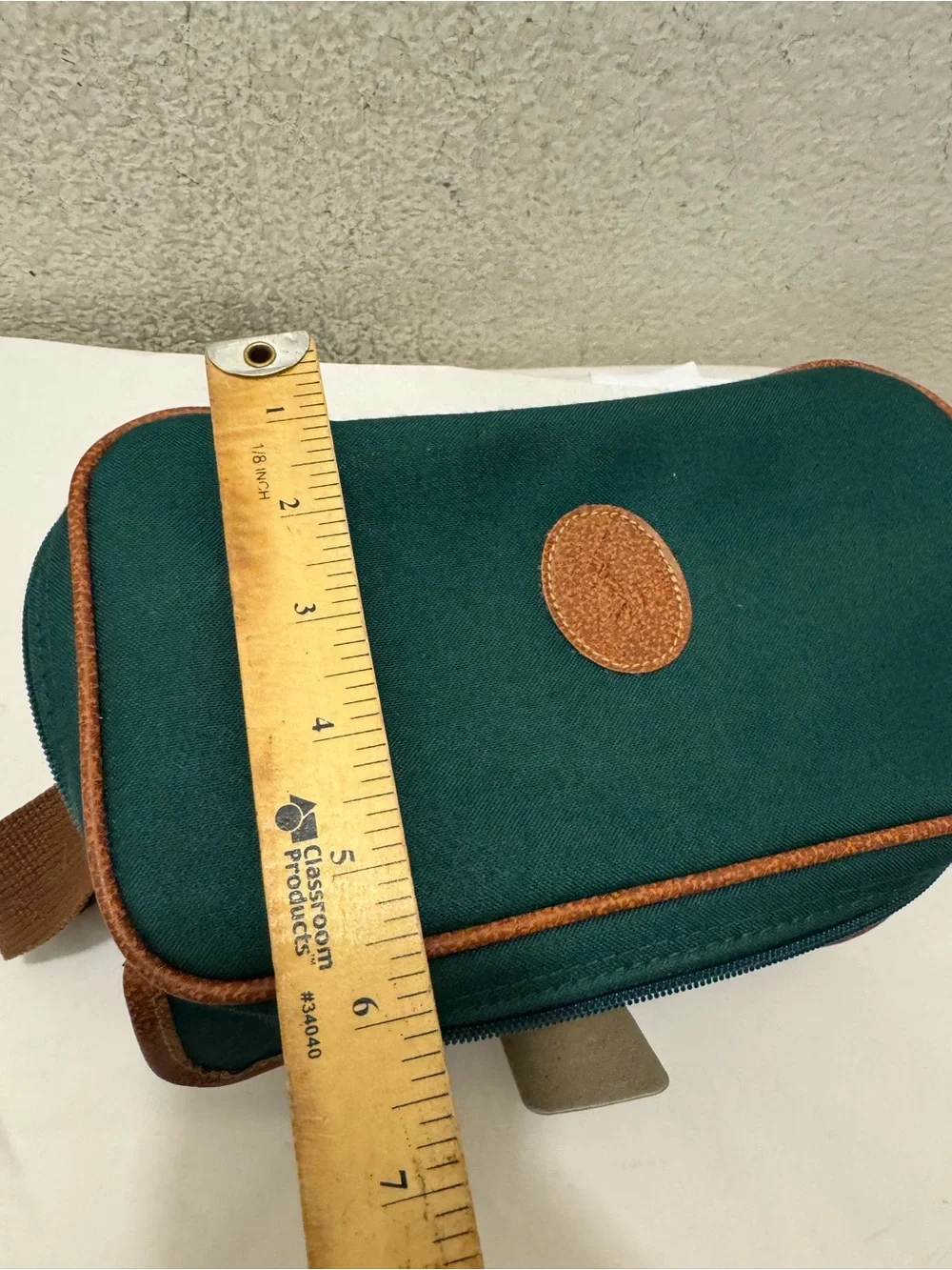 NWOT Ralph Lauren Teal Canvas Messenger Bag with Brown Trim